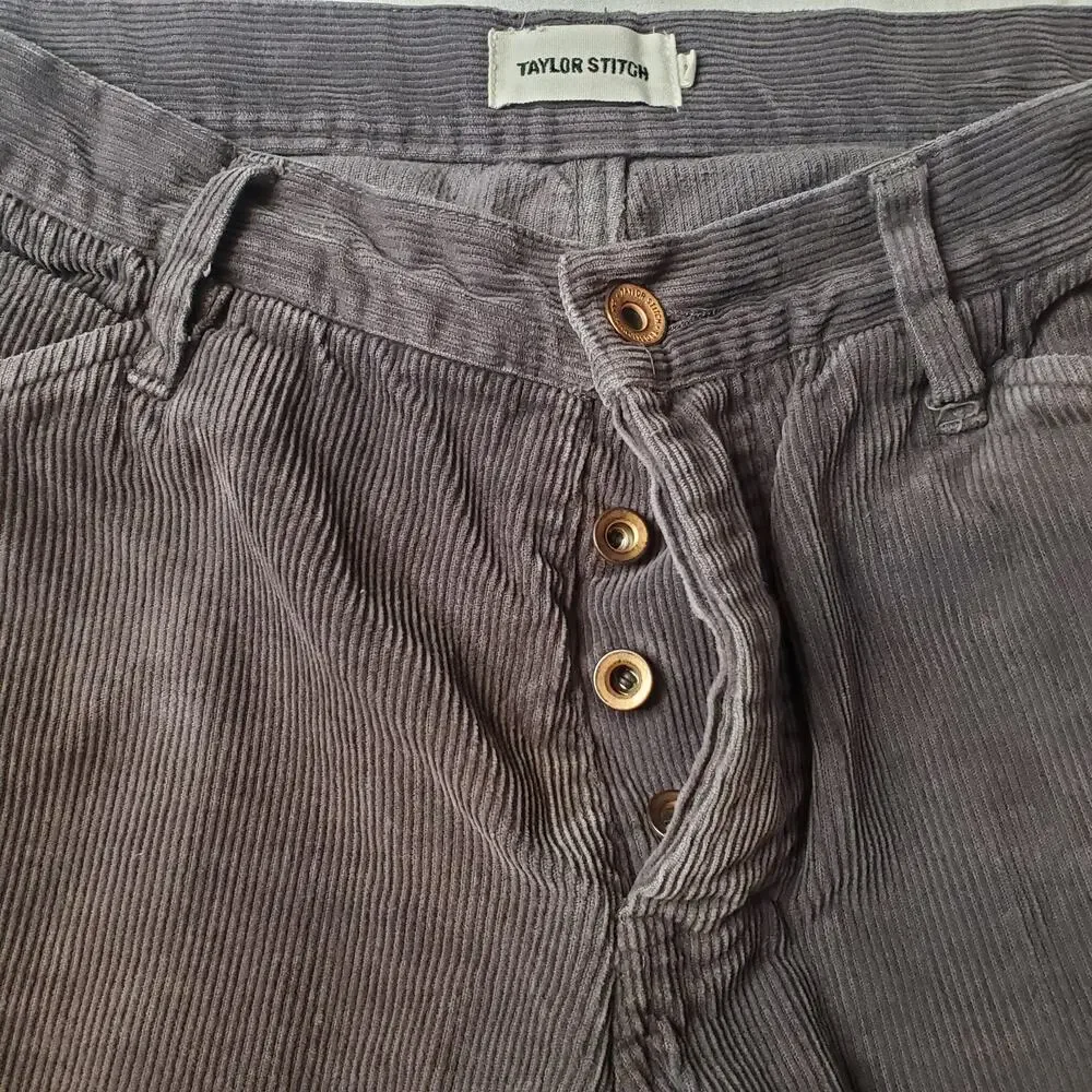 Taylor Stitch Men's Size 30X32 Straight Leg Corduroy Pant Taupe Gray